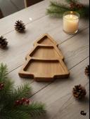 Yılbaşı Sunum Tabağı Noel Çam Ağacı Doğal Ahşap Çerez Tabağı(KAYIN / GÜRGEN) Ahşap Rengi AHŞAP - 2 ADET thumbnail 2