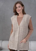 Kadın Triko Ajurlu Cep Detaylı Yün Yelek thumbnail 2