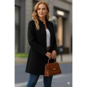 Lucky Life Kadın Uzun Kollu Yakalı önü Düğmeli Ithal Kaşe Astarlı Kaban thumbnail 3