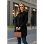Lucky Life Kadın Uzun Kollu Yakalı önü Düğmeli Ithal Kaşe Astarlı Kaban thumbnail 2
