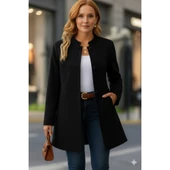 Lucky Life Kadın Uzun Kollu Yakalı önü Düğmeli Ithal Kaşe Astarlı Kaban thumbnail 4