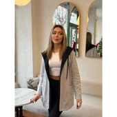 Lucky Life Kadın  Uzun Kollu Kapşonlu çift Renkli şardonlu Iki Iplik Ceket thumbnail 7