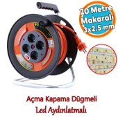 Plastik Makaralı Seyyar CCA Kablo 4 Prizli Monofaze Uzatma Kablosu 3x2.5 mm TTR Kablo 20 Metre thumbnail 1