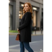 Lucky Life Kadın Uzun Kollu Yakalı önü Düğmeli Ithal Kaşe Astarlı Kaban thumbnail 1