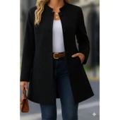 Lucky Life Kadın Uzun Kollu Yakalı önü Düğmeli Ithal Kaşe Astarlı Kaban thumbnail 6