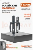 PVC Pimapen Plastik Yale Kapı Kolu – Balkon, Tuvalet (WC), Banyo İçin – Antrasit – (5 Takım) thumbnail 1