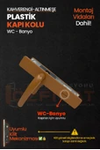 PVC Pimapen Plastik Banyo, Tuvalet, WC Kapı Kolu – Altınmeşe/Kahverengi –  (3 Takım) thumbnail 3