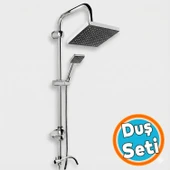 Robot Duş Seti Tam Takım Parlak Krom Standart Yağmurlama Başlık Sabunluklu Vidalı Duş Sistemi thumbnail 1
