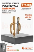 PVC Pimapen Plastik Yale Kapı Kolu – Balkon, Tuvalet (WC), Banyo – Kahverengi/Altınmeşe – (3 Takım) thumbnail 1