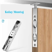 Paslanmaz Çelik 20 cm Gömme Kapı Sürgüsü Gizli Sessiz Çalışan Dayanıklı Kapı Kilitleme Mekanizması thumbnail 7