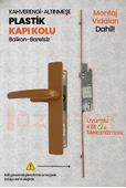 PVC Pimapen Plastik Balkon Kapı Kolu – Barelsiz – Altınmeşe/Kahverengi – (4 Takım) thumbnail 3
