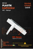 PVC Pimapen Plastik Banyo, Tuvalet, WC Kapı Kolu – Beyaz –  (4 Takım) thumbnail 3