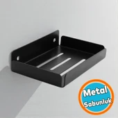Siyah Renk Metal Katı Sabunluk Kalıp Sabun Koyma Aparatı Vidalı El Sabunluğu Duvara Monteli thumbnail 1