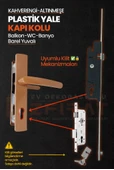 PVC Pimapen Plastik Yale Kapı Kolu – Balkon, Tuvalet (WC), Banyo – Kahverengi/Altınmeşe – (3 Takım) thumbnail 3