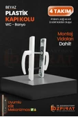 PVC Pimapen Plastik Banyo, Tuvalet, WC Kapı Kolu – Beyaz –  (4 Takım) thumbnail 1