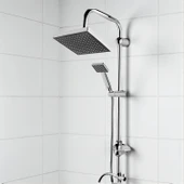 Robot Duş Seti Tam Takım Parlak Krom Standart Yağmurlama Başlık Sabunluklu Vidalı Duş Sistemi thumbnail 5