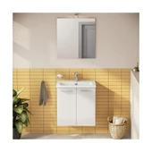 Ardea 69563 Banyo Dolabı Seti, Kapaklı, 60 cm, Parlak Beyaz thumbnail 2