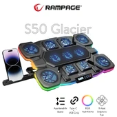 Rampage S50 Glacier RGB Işıklı 11 Fanlı LCD Göstergeli 1 Type C 1 Usb Girişli Yükselebilen Notebook Soğutucu thumbnail 1