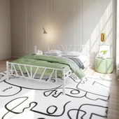 Gardenya Çift Kişilik 150x200 cm Metal Karyola A Kalite, Ses Çıkarmaz ,Ölçülü Model Karyola Beyaz 1638-b thumbnail 1