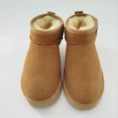 HAKİKİ SÜET DERİ KÜRKLÜ İNCE TABAN KADIN BOT TABA thumbnail 1