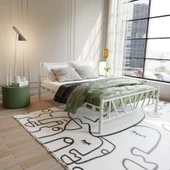 Gardenya Çift Kişilik 150x200 cm Metal Karyola A Kalite, Ses Çıkarmaz ,Ölçülü Model Karyola Beyaz 1638-b thumbnail 2