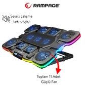 Rampage S50 Glacier RGB Işıklı 11 Fanlı LCD Göstergeli 1 Type C 1 Usb Girişli Yükselebilen Notebook Soğutucu thumbnail 3