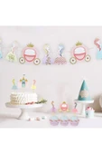 Big Party Prensesler Temalı Şatolu Arabalı Simli Banner 10 Parça Ve 10 Lu Kürdan Set thumbnail 1