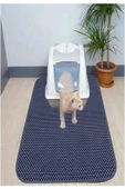 PeraMila Kedi Kumu Wc Önü Xxl Büyük Boy Elekli Tuvalet Önü Gri Kedi Kumu Paspası 60x120 Cm thumbnail 1