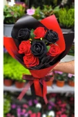 Kadife Gül Buketi Kırmızı & Siyah (7 ADET) Sevdiklerinize Özel Gün Hediyesi thumbnail 1