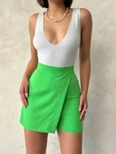 Kapaklı şort etek yeşil s24901 thumbnail 1