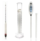 Eurodensimeter 0-20 Bomemetre Hidrometre 250ml Cam Mezür ve GM1311 Prob Termometre Seti Kaliteli thumbnail 1