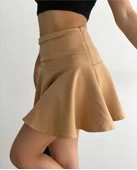 Kemerden büzgülü etek camel thumbnail 2