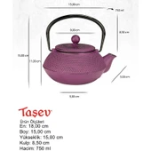 Taşev Linden Sümbül Döküm Demlik 750 ml Mor thumbnail 2