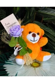 ELİNDE KADİFE GÜL & SENİ SEVİYORUM KARTI TUTAN 25cm PELUŞ AYI SEVDİKLERİNİZE ÖZEL GÜN HEDİYESİ thumbnail 2