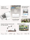 TP-Link Tapo 1H500 HomeBase 1TB SSD / Yapayzeka Kamera Depolama Merkezi / 16GB Dahili Hafıza / Smart Homebase / AI Yüz Tanıma / 64 Sensör ve 16 Kamera Desteği thumbnail 3