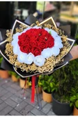 KIZ İSTEME,SÖZ,NİŞAN,TANIŞMA BUKETİ KADİFE YAPAY KIRMIZI-BEYAZ GÜL BUKLETİ thumbnail 6