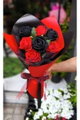 Kadife Gül Buketi Kırmızı & Siyah (7 ADET) Sevdiklerinize Özel Gün Hediyesi thumbnail 2