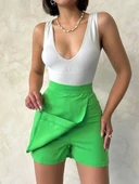 Kapaklı şort etek yeşil s24901 thumbnail 6