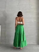Fırfırlı brodeli astarlı uzun etek yeşil s255047 thumbnail 2