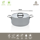 Amboss Sera Nova Seramik Yanmaz Yapışmaz Derin Tencere 24 Cm Gri thumbnail 3