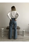 Kadın Mavi Yüksek Bel Jeans Geniş Paça thumbnail 2