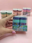 Vintage Washi Tape Bant Baskılı Yapışkanlı Maskeleme Kağıdı Desenli Bant 10'lu - Mavi Pul Mektup thumbnail 1