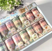 Vintage Washi Tape Bant Baskılı Yapışkanlı Maskeleme Kağıdı Desenli Bant 10'lu - Mavi Pul Mektup thumbnail 5