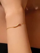 925 Ayar 18K Altın Kaplama Elif Yıldız Zirkon Bileklik thumbnail 2