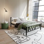 Gardenya Çift Kişilik 150x200 cm Metal Karyola A Kalite, Ses Çıkarmaz ,Ölçülü Model Karyola Siyah 1639-b thumbnail 1