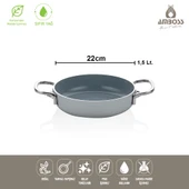 Amboss Sera Nova Yanmaz Yapışmaz Seramik Sahan 22 cm Gri thumbnail 3