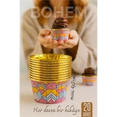 Bohem Yuvarlak Kek Kalıbı , Alüminyum  Cupcake Muffin Kalıbı 20'li Paket thumbnail 2