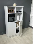 Parla Kahve Köşesi Çok Amaçlı Dolap Kiler Dolabı Mutfak Bangosu Erzak Dolabı Bölmeli Beyaz 72 cm thumbnail 4