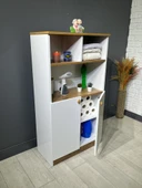 Deren Banyo Dolabı Çok Amaçlı Dolap Bölmeli Raf Beyaz - Ceviz 72 cm thumbnail 5