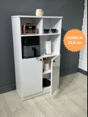 Parla Kahve Köşesi Çok Amaçlı Dolap Kiler Dolabı Mutfak Bangosu Erzak Dolabı Bölmeli Beyaz 72 cm thumbnail 1